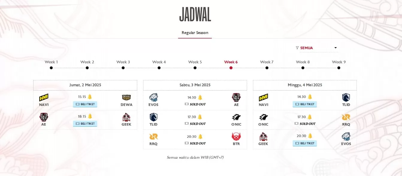 Jadwal MPL ID Season 15 Week 6 Hari Ini
